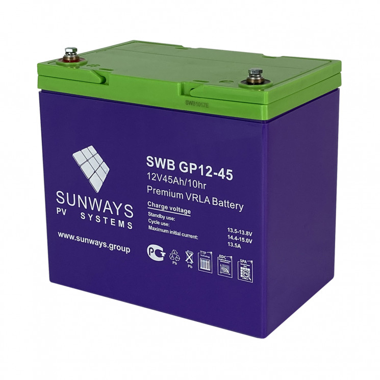 Аккумуляторная батарея SUNWAYS GP 12-45 купить в Челябинске